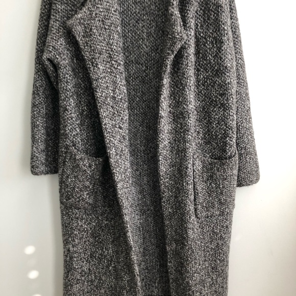 Zara Knit Gray Marled Duster Sweater Coat - Picture 6 of 9